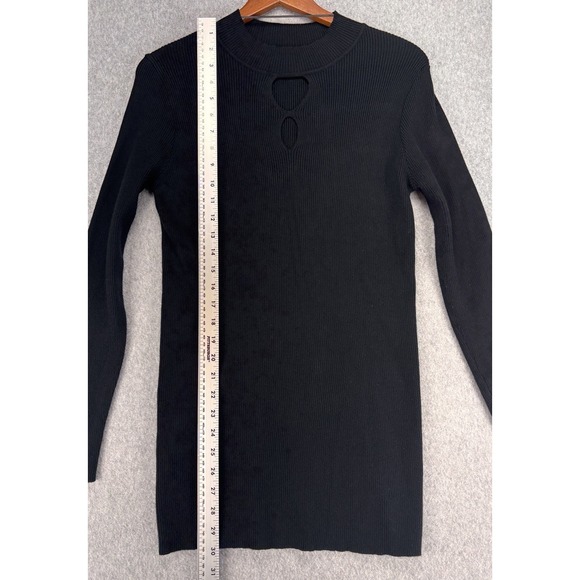 BloomChic Ribbed Sweater Dress 18 20 Black Bodycon Cutout Long Sleeve Plus - Picture 8 of 10